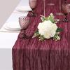 Gefalteter Tischläufer Knitterstoff Gaze Tischdecke für Hochzeitsfeier Dekoration Rustikaler Eleganter Akzent für Esstisch für Zuhause Restaurant Außenveranstaltungen