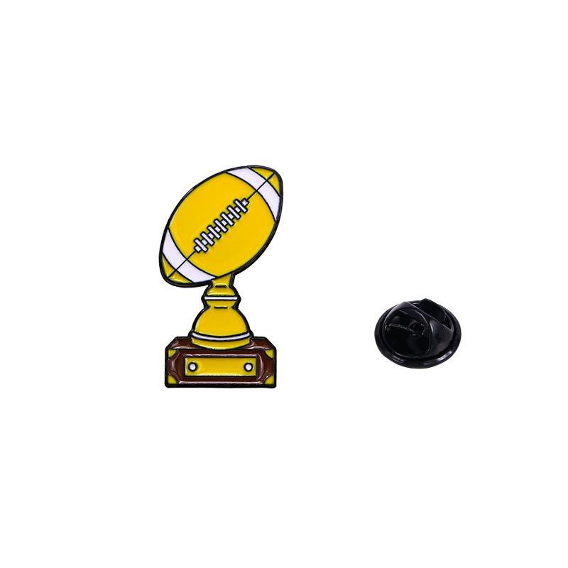 

4 Styles Funny Sports Rugby Theme Enamel Brooches American Football Helmet Jerseys Trophy Cup Shaped Lapel Pins Gift For Fans