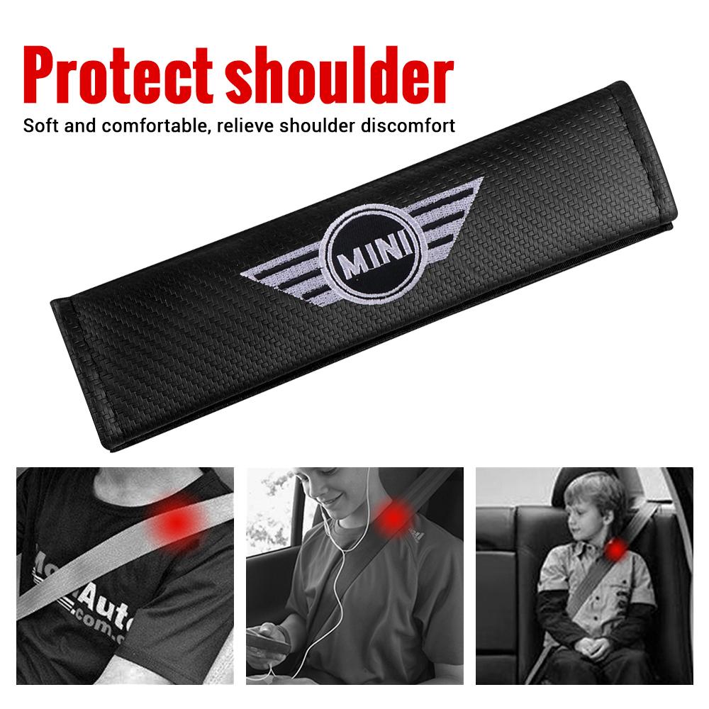 Car Carbon Fiber Seat Belt Cover Strap Shoulder Protector Pad For MINI Cooper JCW WORKS S R55 R56 F55 F56 R57 R58 R59 R60 R50 Btrme66