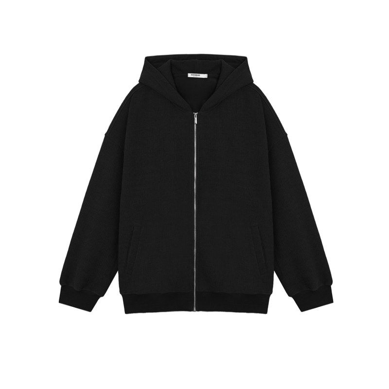 

Bodydream New Thick Fleece Sweatshirt Jacket for Men, Winter Knitted Zipper Cardigan, Loose Hoodie Jacket Black S(55kg and Below)