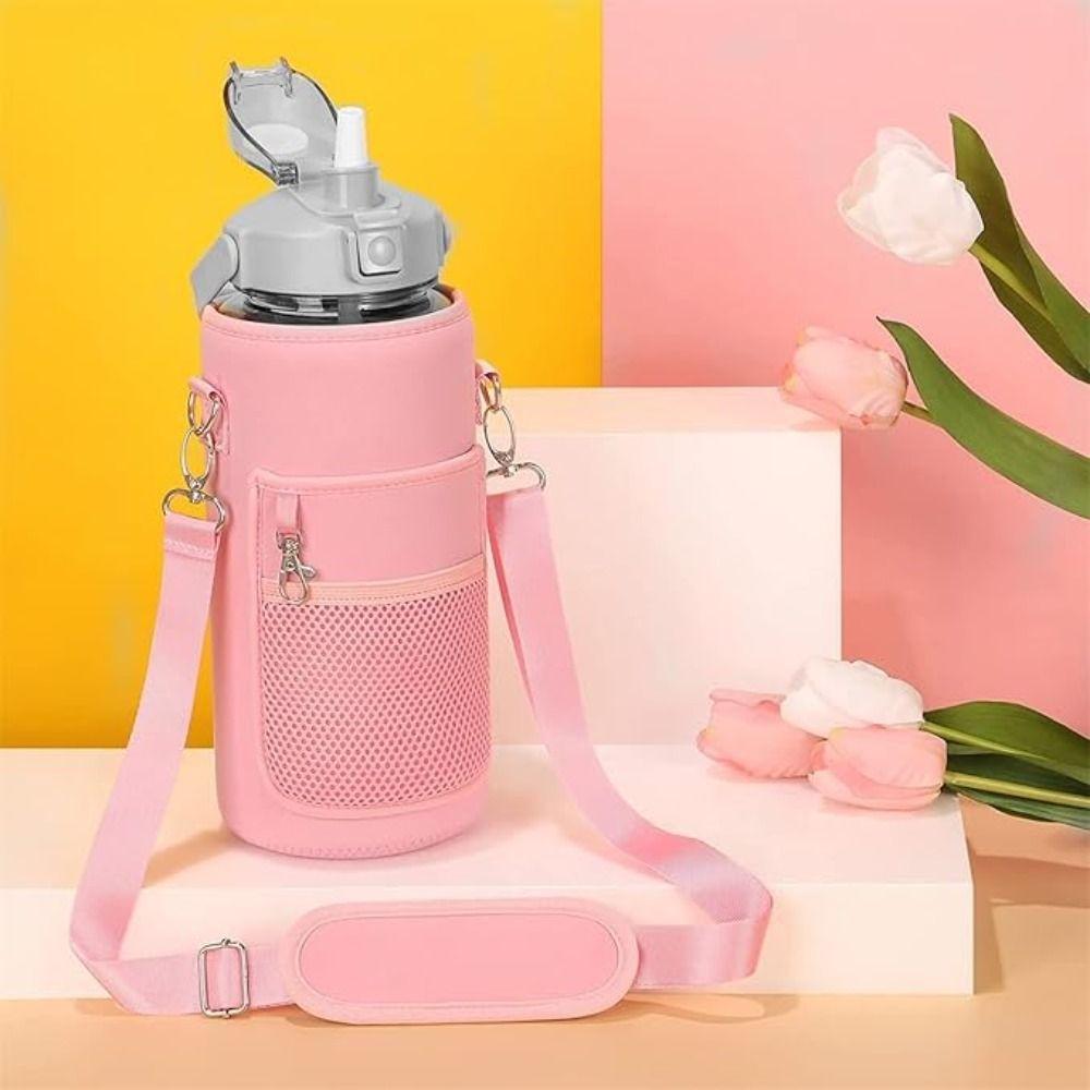 Neoprene Sport Water Bottle Cover Adjustable Shoulder Strap Tumbler Holder Bag  Tumbler