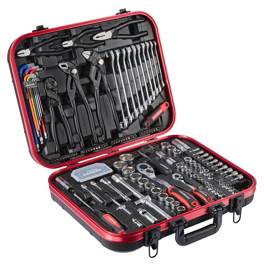 STARWORK TRUE Steckschlüssel Ratsche Werkzeug Geschenk Automobil- und Motorradwerkzeug Arbeit Inklusive speziellem Aufbewahrungskoffer 169-teiliges Set MECHANIC™ Set,