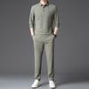 2025 Spring/Autumn Seamless Men's Polo Shirt with Chest Logo - Business Casual Long Sleeve Lapel Design.
