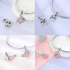 Color Trunk Heart Shape Bow Pink Charms Beads Fit Original Bracelets Copper Fine Diy Birthday Women Jewelry Gift