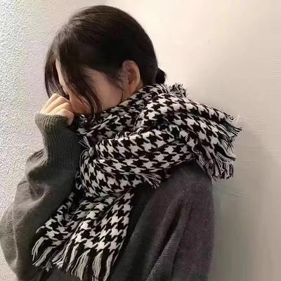 Qianniao Checker Scarf Winter Warm 2023 New Versatile Korean Edition Student Coaple Neck