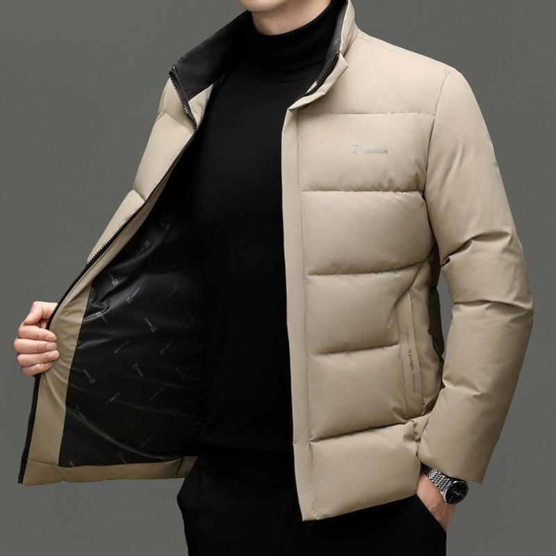 

Men s Winter Stand Collar Cotton Padded Jacket - Short, Warm, Fashionable, Versatile, Casual Dad s Wear L хакі