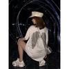 White T-shirt Women's Ironing Diamond Short-sleeved Summer New Wing Top Mid-length Base Shirt