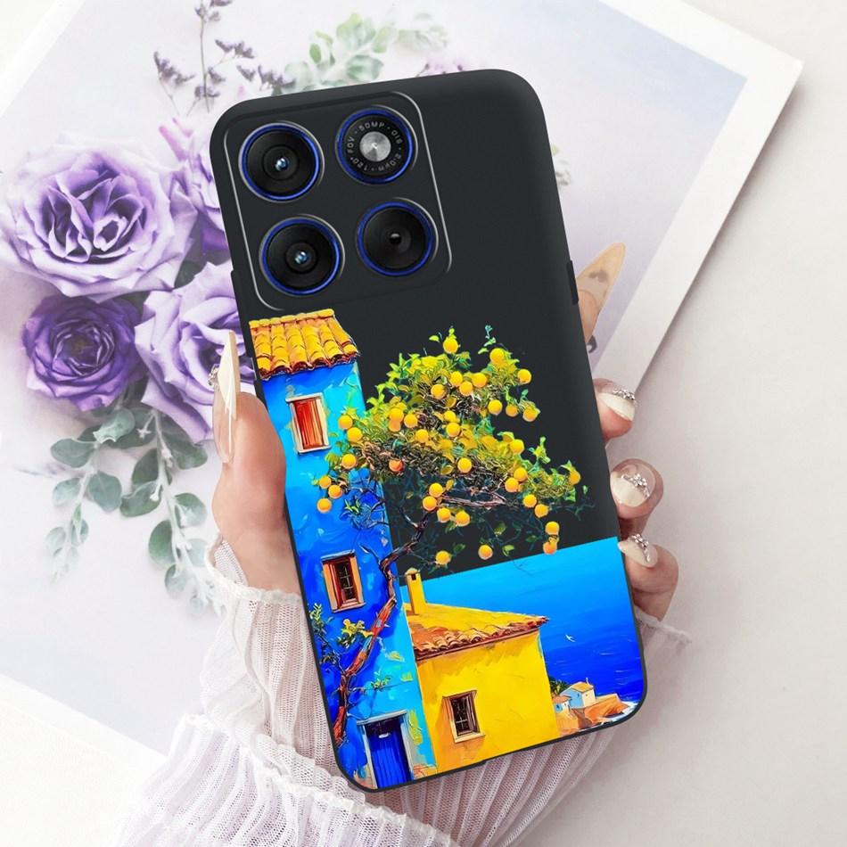 For Motorola Edge 70 Cute Flower Butterfly Cat Painted Case For Motorola Moto X70 Air Edge70 5G Black Silicone Soft Phone Cases