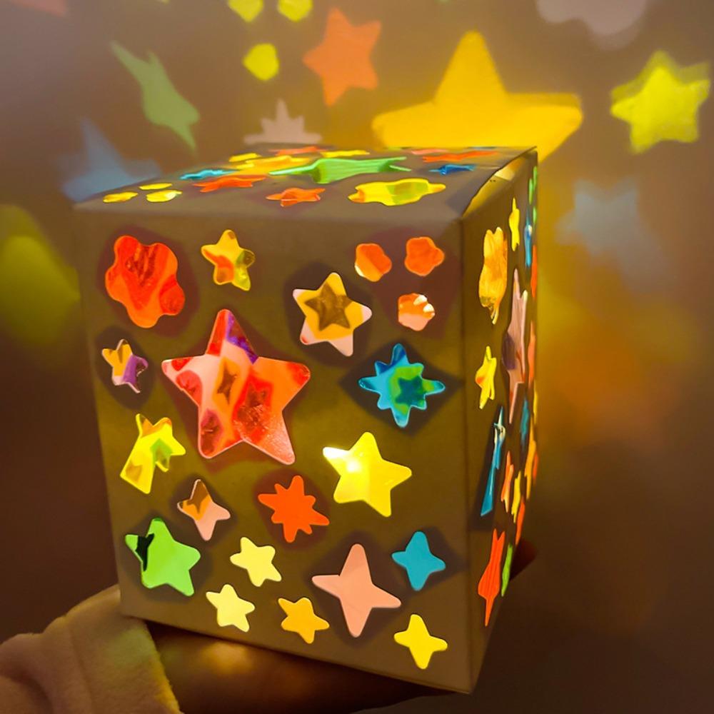Handmade DIY Projection Lamp Kit Glass Paper DIY Lantern Making Kit  Kids Learning Star White