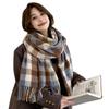 New Style Cashmere Imitation Japanese Small Lattice Scarf In Winter WomenS Medium Long Thickened Leisure Warm Keeping Scarf