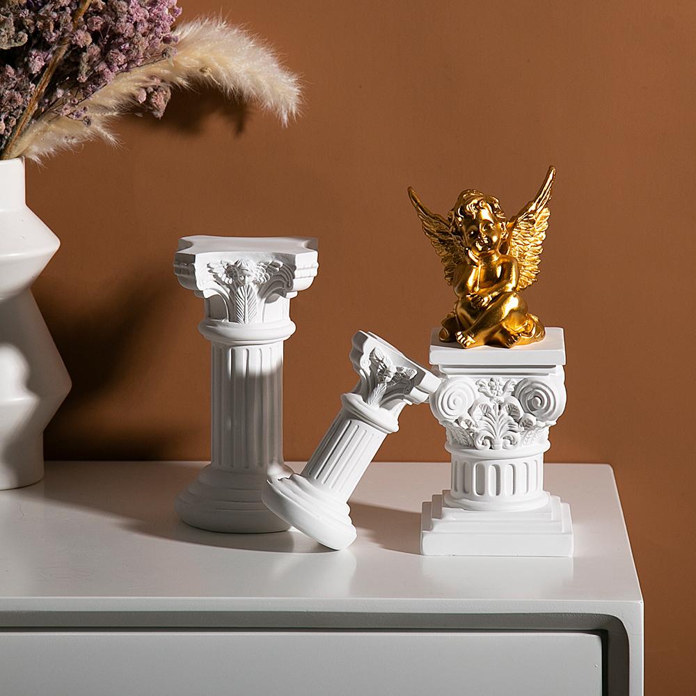 Scandinavian resin Roman column candlestick angel ornaments sculpture window sample room mini shooting props soft decorations