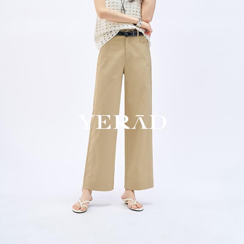 YERAD Women s Nine-Point Cotton-Linen Straight-Leg Pants 26