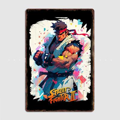 Abstrakcyjny Znak Ścienny Street Fighter Metalowy Plakat Dekoracja Ściany Garażu Kina Salonu Niestandardowy Cynowy Vintage Wystrój Domu