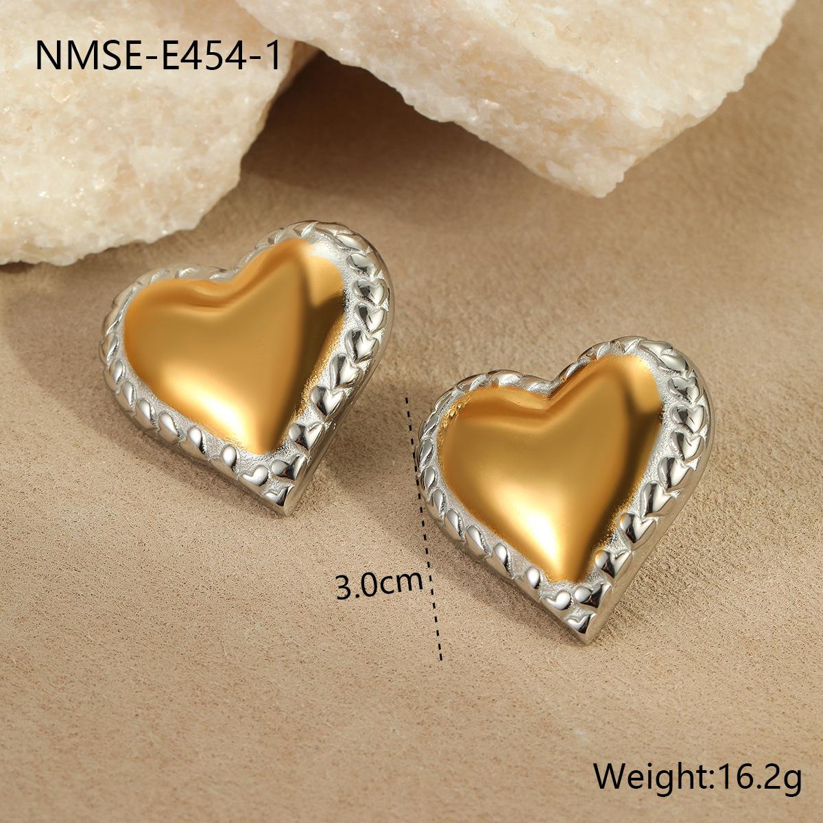 GEMCHIC Women s Gold and Silver Two-Tone Heart Stud Earrings Fashion Luxury Minimalist Jewelry 18K