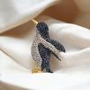 Charming Black Rhinestone Penguin Brooch Pin - 1pc Alloy Construction Animal Shaped Lapel Pin for Daily Wear and Gift Giving