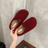 2025 Autumn and Winter New Retro Lamb Wool Plush Slippers Female Bag Head Drag Fairy Wind Lazy Cotton Slippers