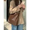 Ladies Lazy Large Capacity Tote Bag, Fashion Commuter Soft Leather Bucket Bag, Student Crossbody Shoulder Bag