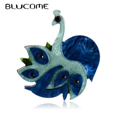 Vivid Blue Peacock Shape Acrylic Animal Brooches for Women Men Suit Scarf Hijab Pins