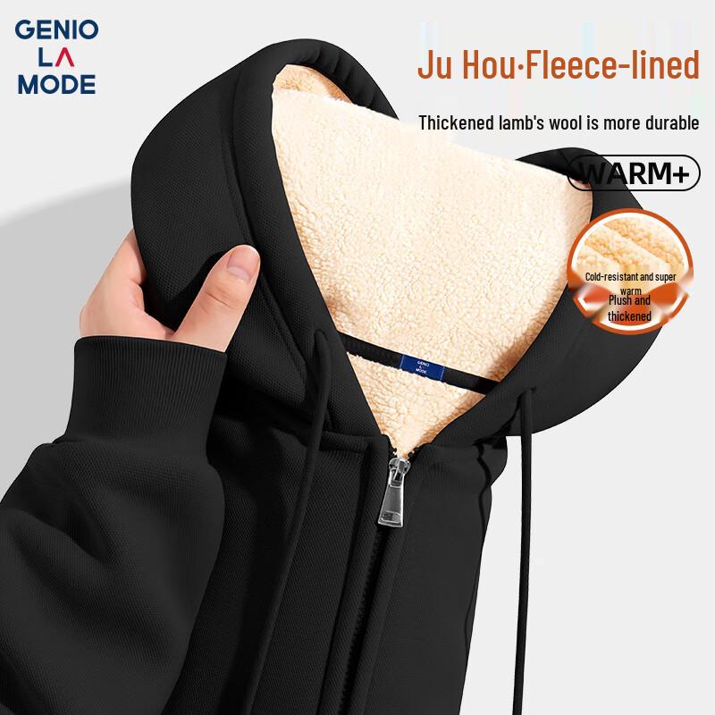 

GENIOLAMODE Men s Heavyweight Fleece-Lined Zip-Up Hoodie M