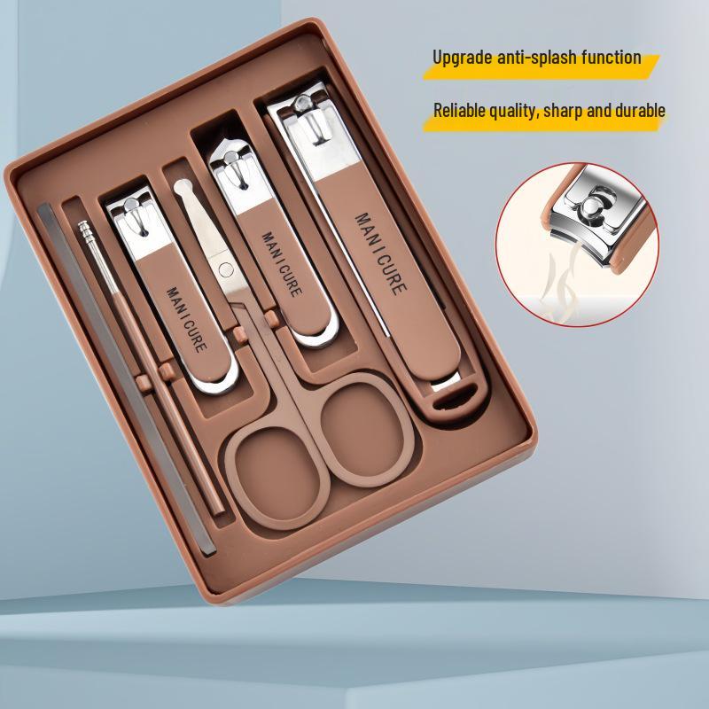 6-Piece Stainless Steel Anti-Splash Nail Clipper Set for Manicure and Pedicure