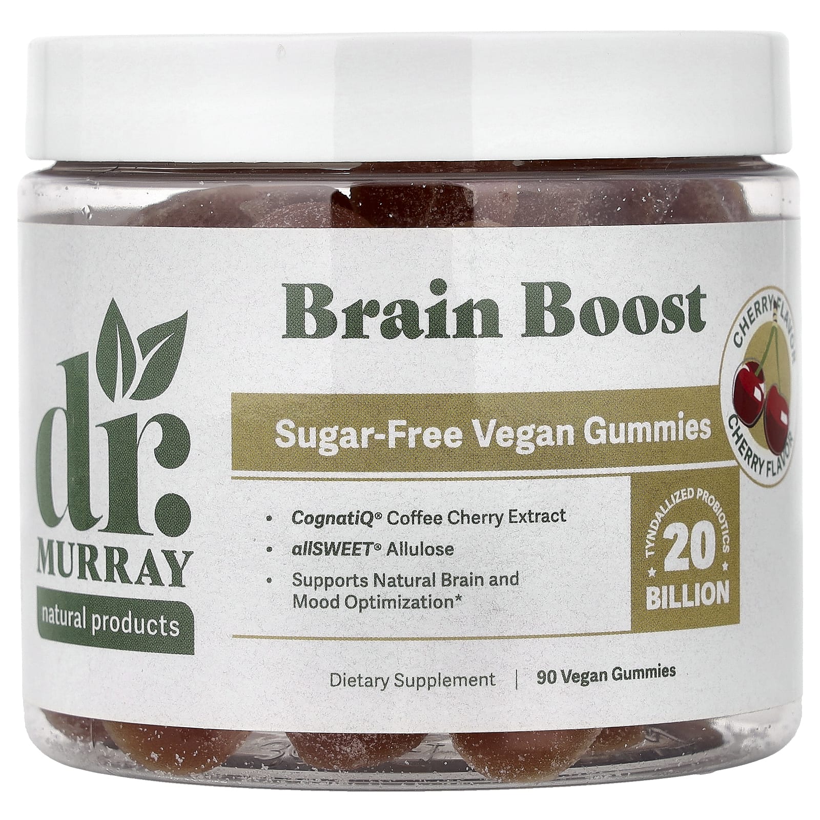 

Dr. Murray s Brain Boost Gummies, Cherry, Vegan, 90 Gummies