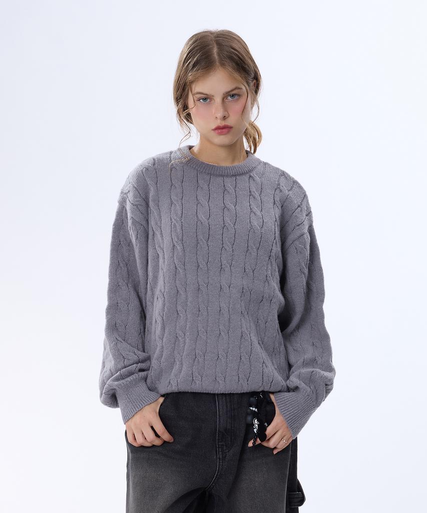 Yosemiti Cable Knit Grey Ykm-105