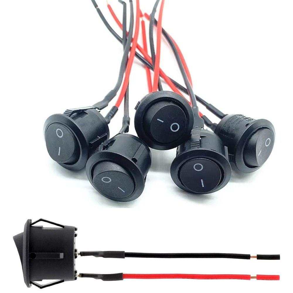 With Pre-Wired Cable Rocker Boat Switch Black Self-locking Snap-in Toggle Switch  Car Auto Boat