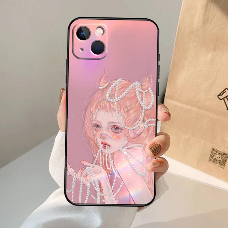 Cute And Beauty Girl Color Painting Phone Case For iPhone 17 Air 16 15 13 11 12 14 Pro Max 13 12 Mini 15 16 Plus 16e Cover Coque