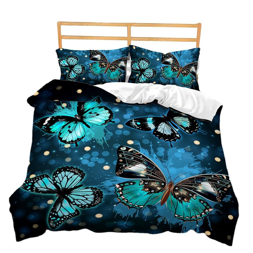 Bed Three-Piece Butterfly Kit Digital Printing Quilt Cover Bedding