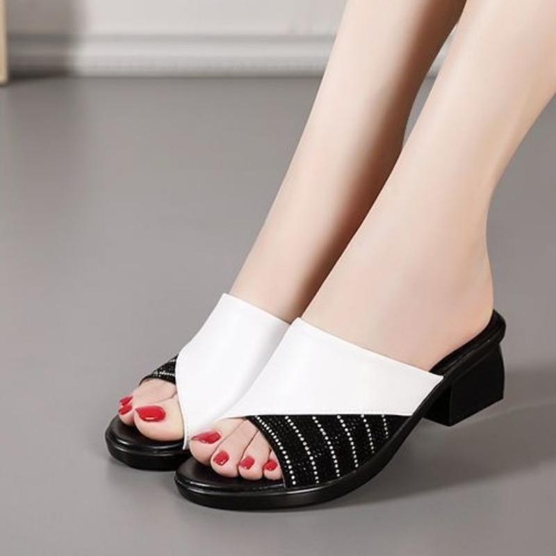 New high-heeled women's summer fish mouth sandals, comfortable, soft, non-slip, breathable and wear-resistant large-size slippers