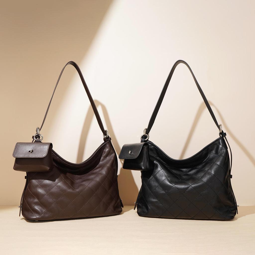 2025 Retro Cowhide Double-Layer Shoulder Messenger Bag – Large Capacity Women's Commuter Tote