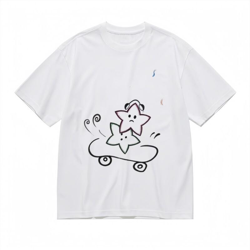 

Women s Breathable Classic T-Shirt Playful Sea Stars with Headphones Design Tee 2XL