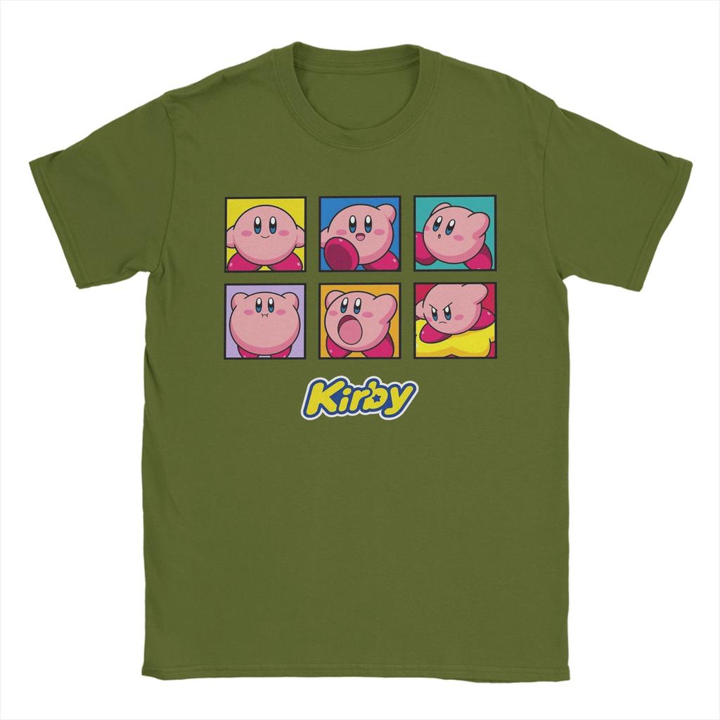 Kirbys Multiple Expressions Vintage Panel Collage Poster T Shirt Unisex Pure Cotton Tshirts Tees Short Sleeve Clothes Printed