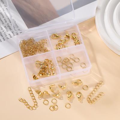 1Box 4-Grid 14/18K Gold Color Plated Lobster Clasps Open Jump Ring Sets For Diy Bracelet Necklace Jewelry Making Accessories