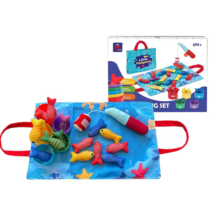 Игрушки для малышей Игрушки Монтессори для младенцев 10 в 1 Тканевая игра «Рыбалка» Игрушки со стаканчиками для stacking Подсчет цифр Сортировка по цветам Обучение