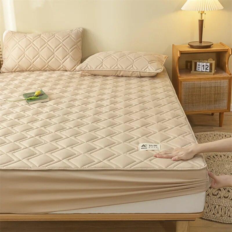 Geprägter Desgin-Matratzenbezug aus reiner Baumwolle, staubdicht, rutschfest, Matratzenschoner, gestepptes Spannbettlaken, Bettunterlage, elastisches Bettlaken