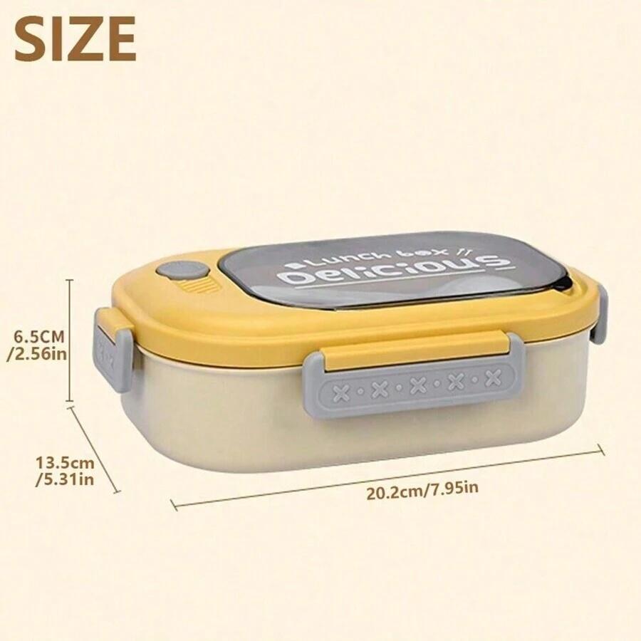 Portable Flip Top Lunch Box With Fork Large Capacity Plastic Sealed Food Container For Back School Camping Picnic Office Dining