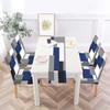 MCALK Navy Blue Chair Covers Set of 4 and Table Runner,Stretch Navy Blue Chair Slipcovers for Kitchen,Washable Removable Chair Protector Modern