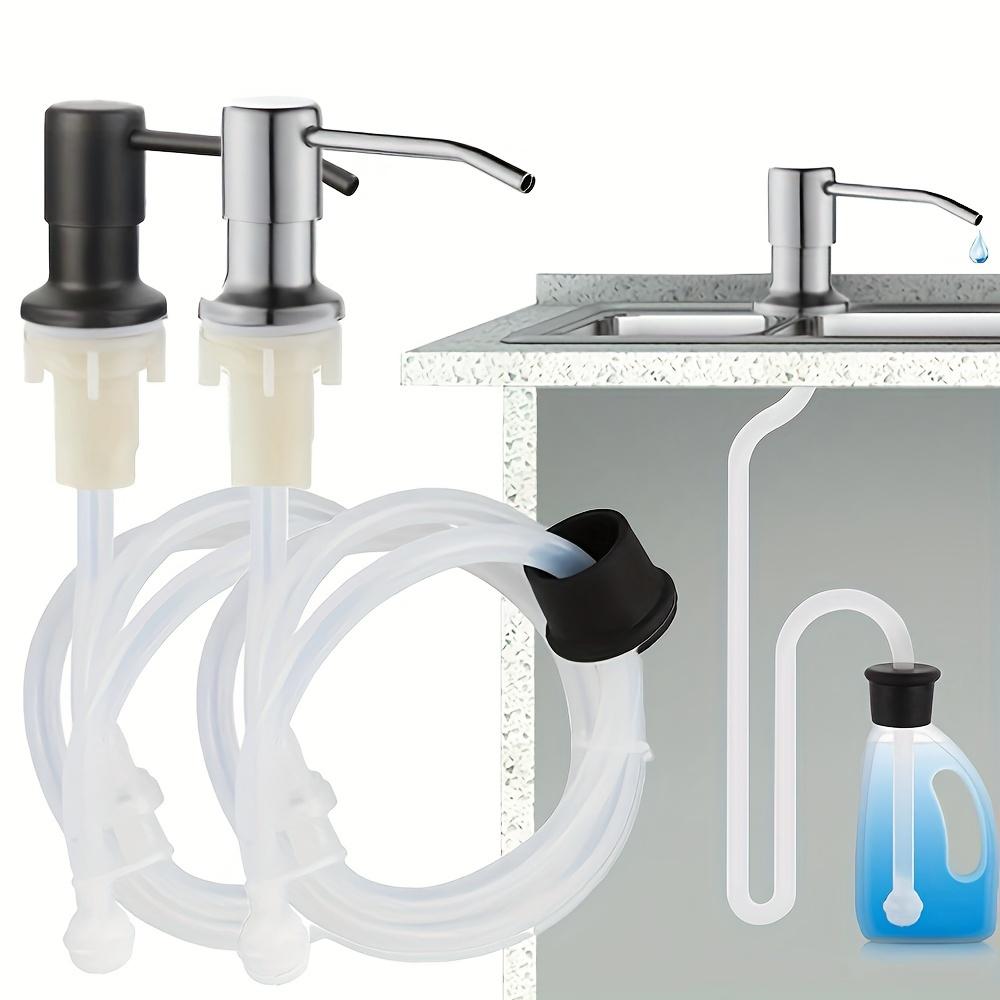 1 Set of Kitchen Sink Liquid Soap Dispenser, Extended Tube with Stainless Steel Push Head,soft Hose-equipped Soap Bottle Accessory,sink Detergent Pump