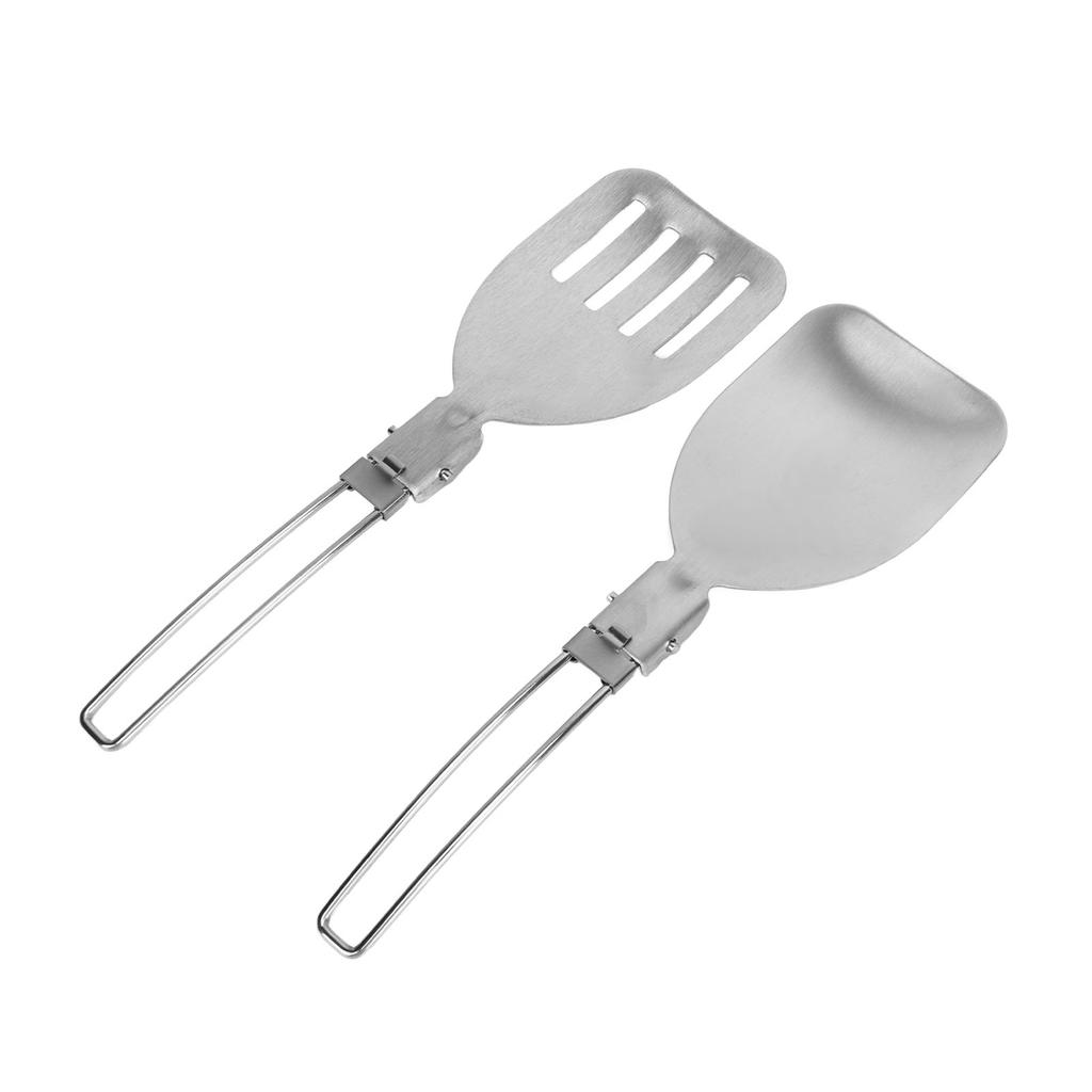 2pcs 304 Stainless Steel Spatula Foldable Food Turner Portable Spatula for Outdoor Picnic Equipment