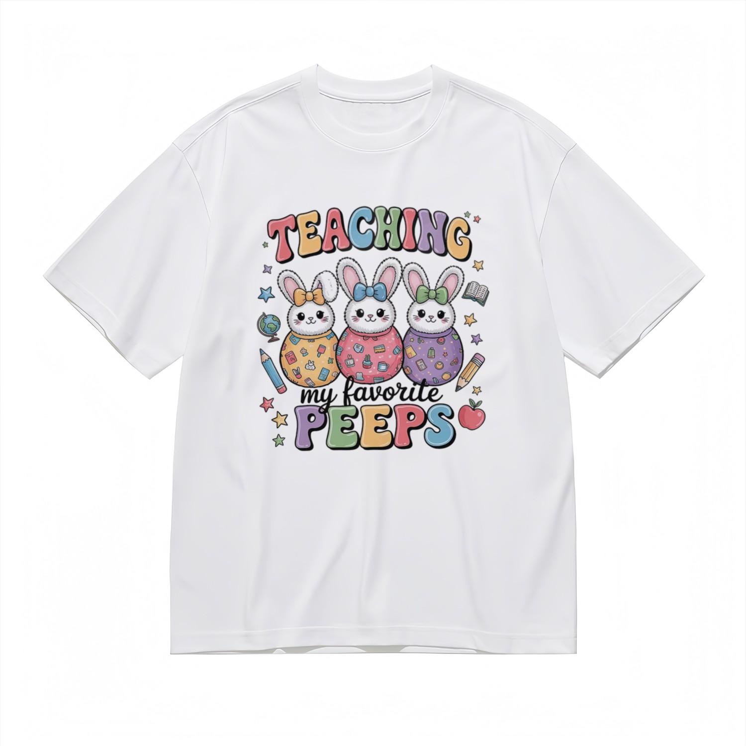 Mens Trend Soft Comfortable Classic T-Shirt Bunny Teaching Graphic Tee M