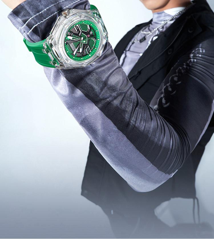 Mark Huafei Men's Fashion Transparent Case Luminous Waterproof Quartz Watch