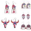 Women's Creative Fun Wooden Dangle Earrings, Cartoon Dog Cow Chicken Pattern, Unique Casual Daily Wear Jewelry