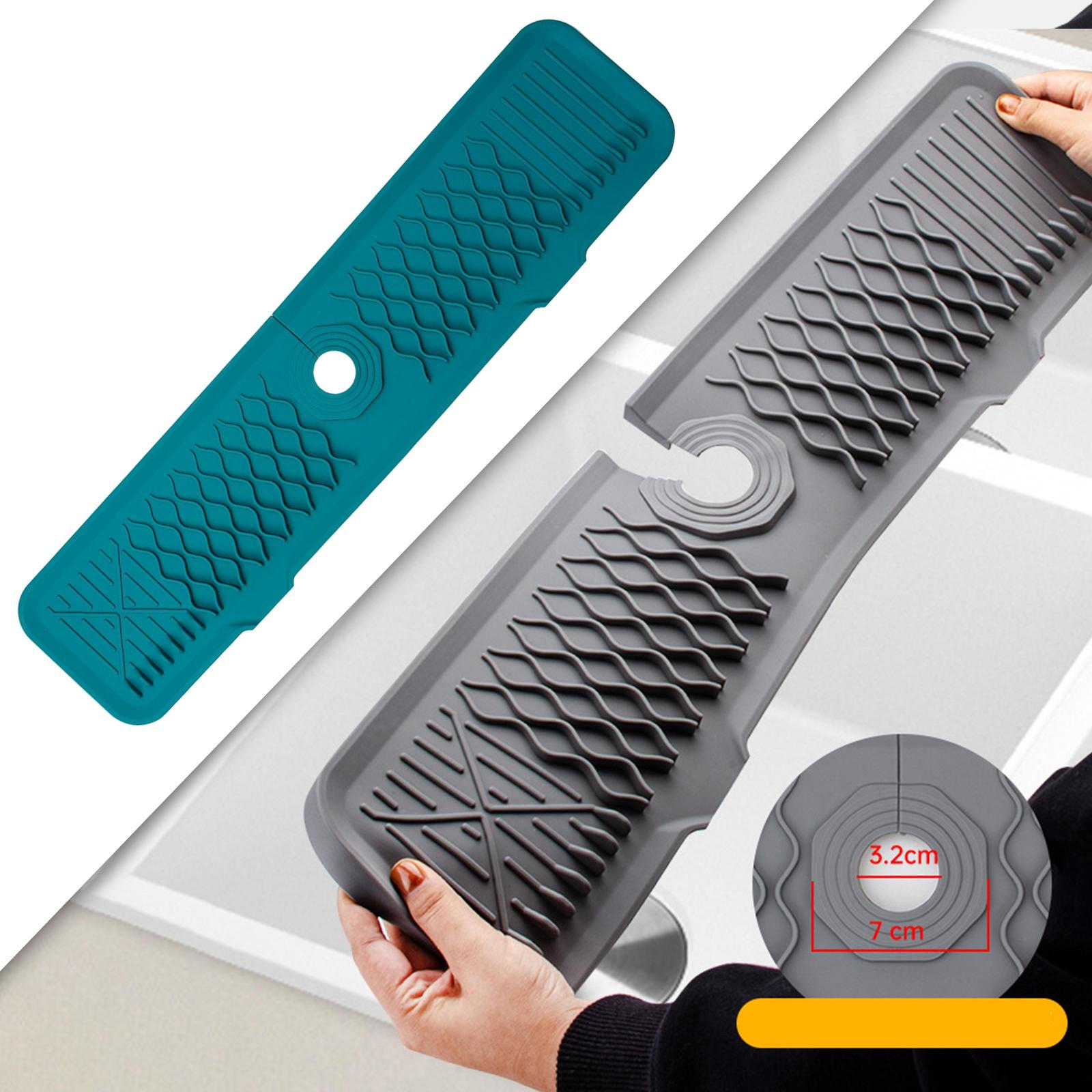 

Kitchen Silicone Faucet catcher Tray Mat Foldable Length 61cm Keep Your Countertop dried and Clean зелений