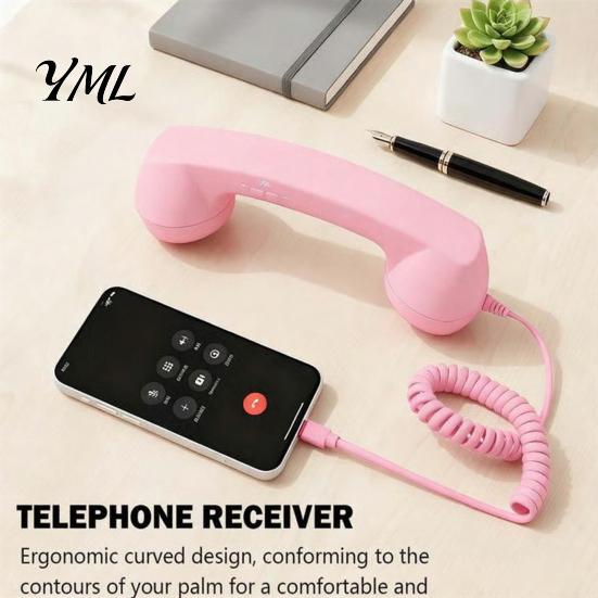 Type-C Landline Telephone Handset Vintage Receiver for Cell Phone, 3.5mm Wired Retro Phone Handset, Universal Smartphone Handheld
