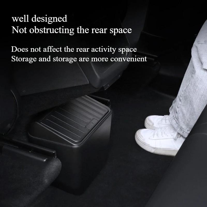 For Tesla Model Y Juniper 2025 Rear Seat Trash Can Rear Middle Garbage Bin Under Seat Storage Box Organizer Tray Car Accessories
