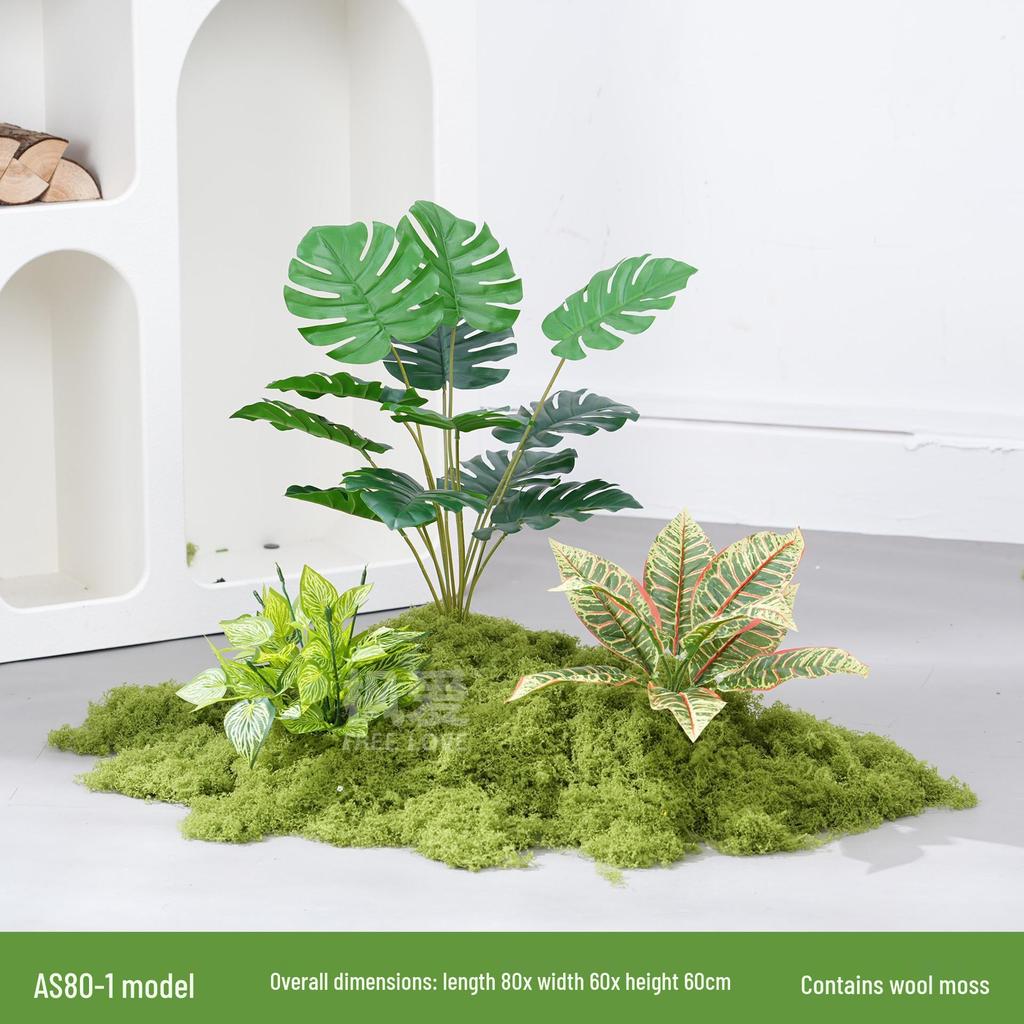 Luxury Faux Green Plant and Flower Decor - Indoor Moss and Grass Clusters for Elegant Landscaping.