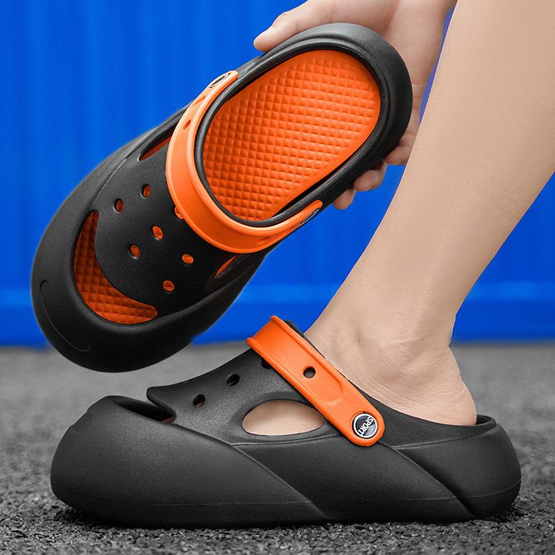 Popular new men's hole shoes, breathable, soft-soled sandals, thick-soled bag head slippers for summer wear