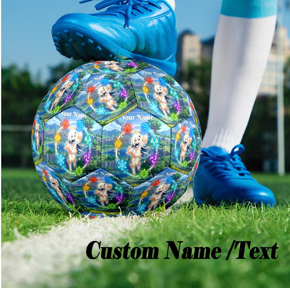Custom Text Size 5 Soccer Ball, Standard Match Football For OutdoorGenshin Impact