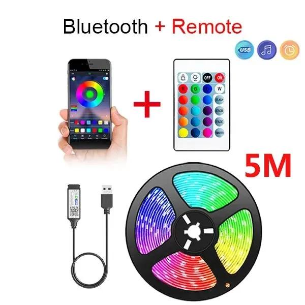 

5050 5V светодиодная лента RGB освещение Bluetooth APP управление изменение цвета для вечеринки сада дома окружающий свет украшение 5M